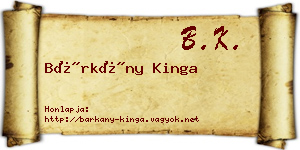 Bárkány Kinga névjegykártya